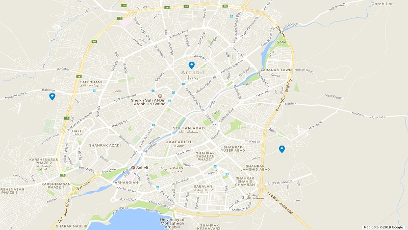 نقشه شهر اردبیل
