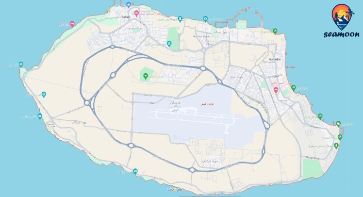 نقشه جزیره کیش (کامل هوایی از بالا + گوگل مپ)