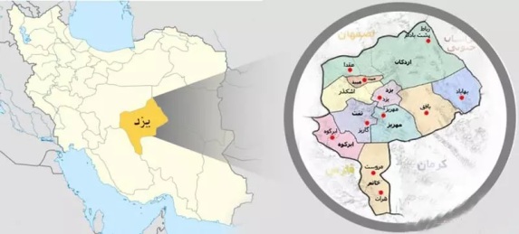 شهر یزد کجاست؟ شهر یزد روی نقشه ایران