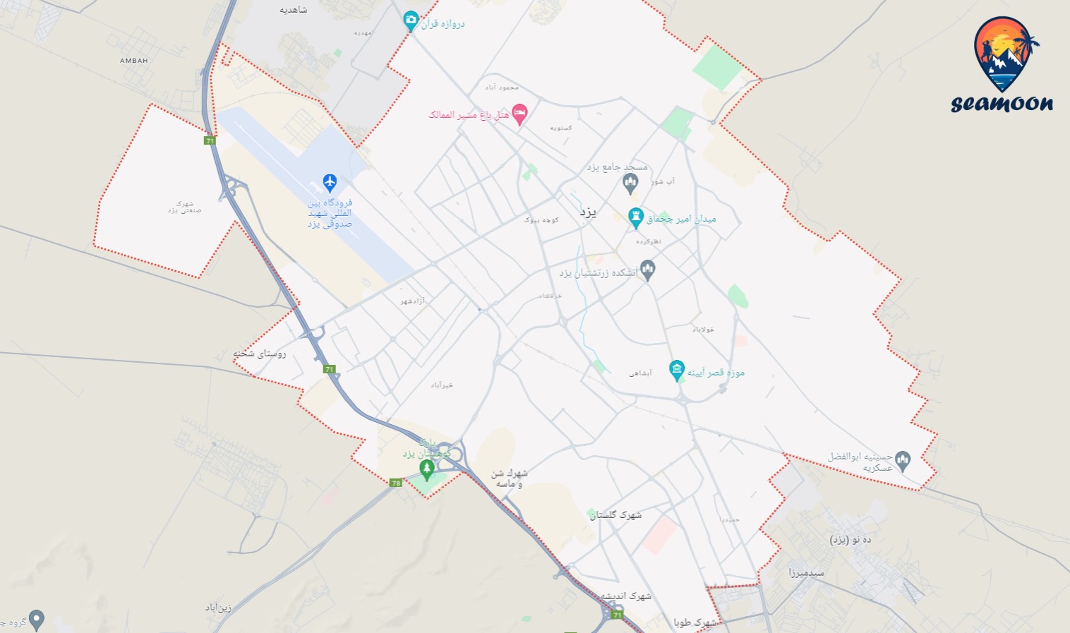 نقشه شهر یزد